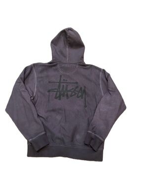 Stussy Men's Hooded Sweatshirt in Charcoal with Black Logo